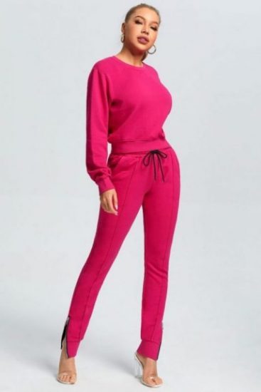 fuchsia jogger sweatpants set