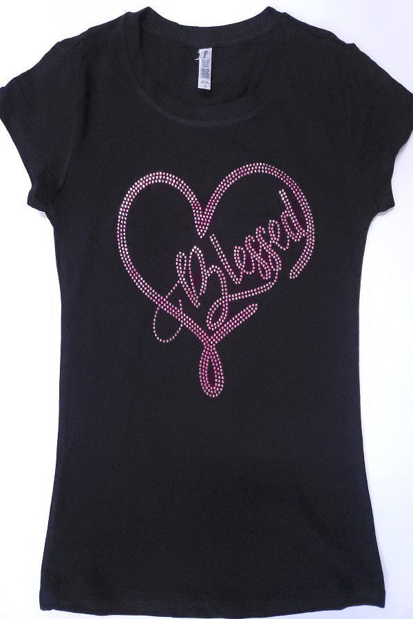 pink rhinestone blessed t-shirt